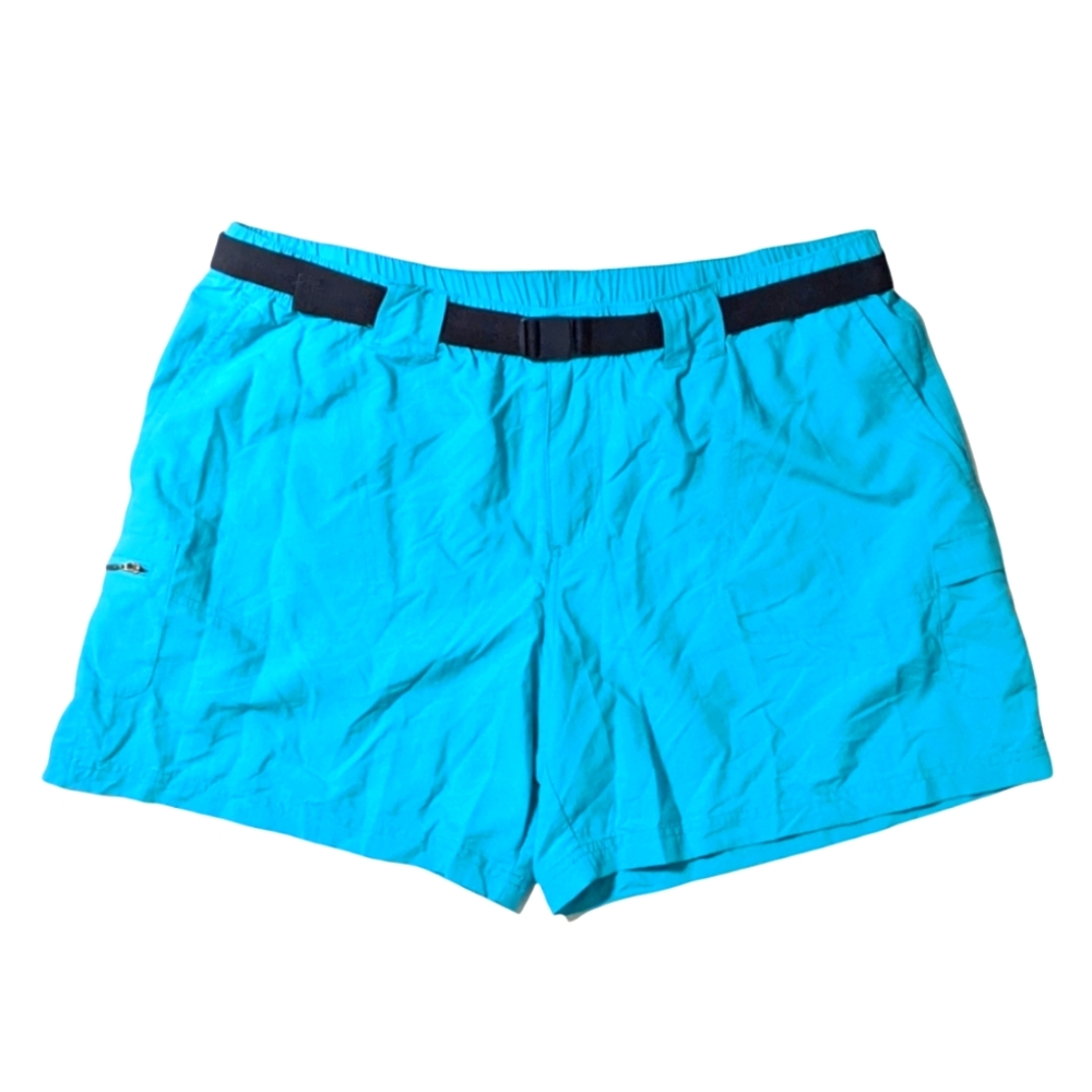 Columbia Women's Sandy River Cargo Shorts Nylon Blue Green XL Hiking Athletic